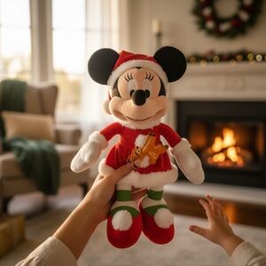 Disney Park Authentic original Mickey Mouse Christmas Holiday plush toy